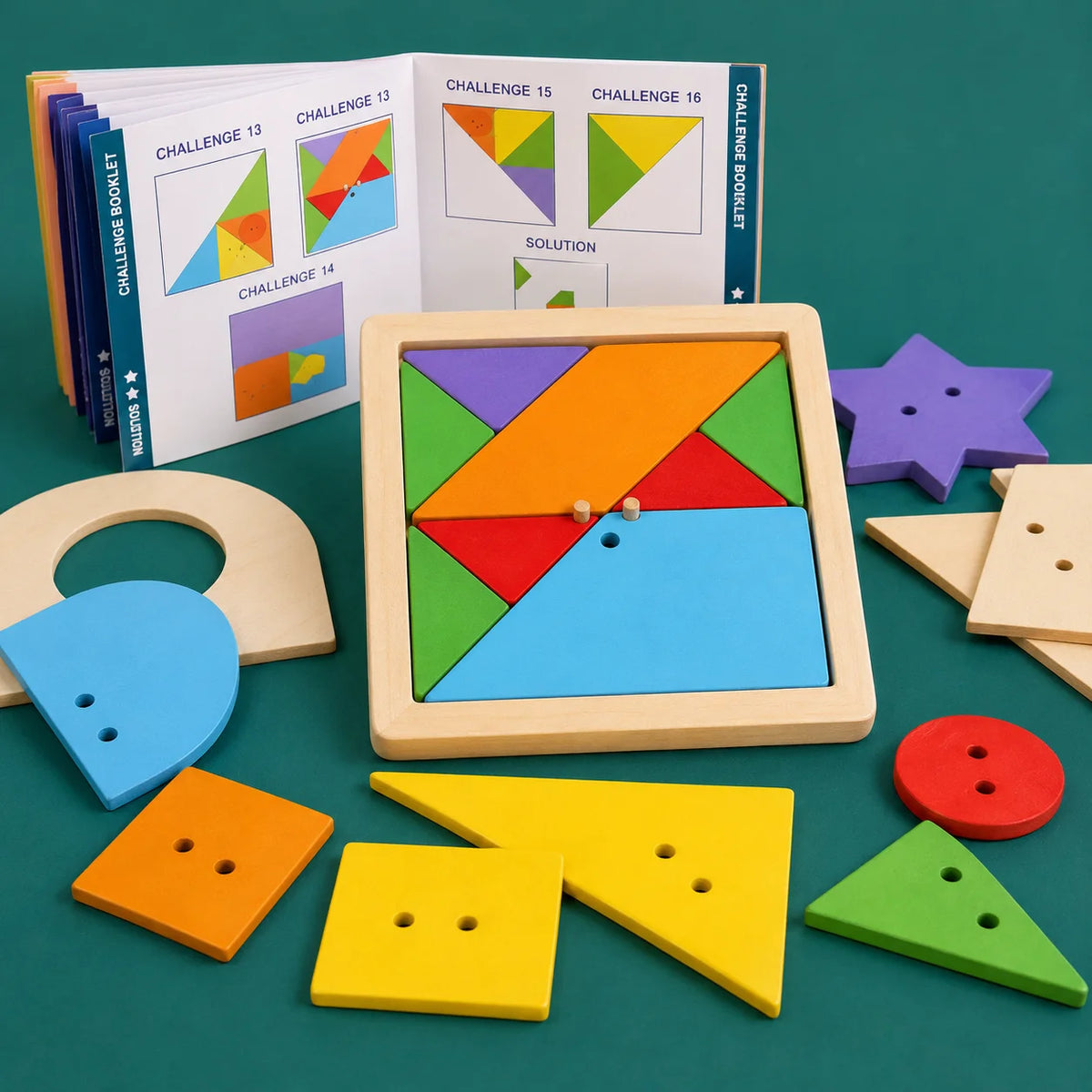 Tangram Puzzle Board with Challenge Cards