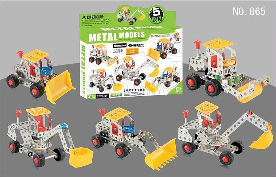 Five construction vehicles that can be built from the kit