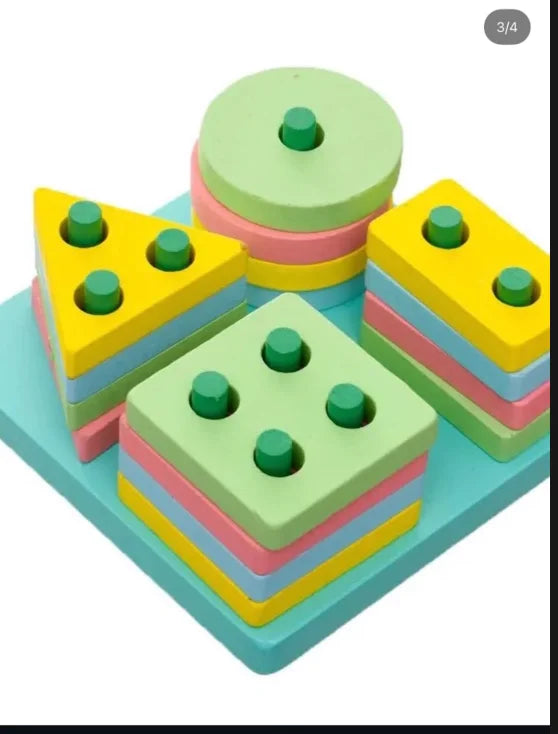 Angled view of the geometric shape stacker