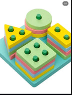 Angled view of the geometric shape stacker