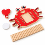 Crab board with counting rods, one heart card and a blank round card
