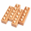 Four wooden knobbed-cylinder blocks, twenty cylinders in total