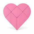 Pink heart tangram assembled from geometric pieces